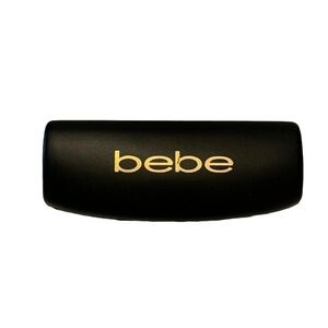 BEBE hard shell eyeglasses case black gold lettering 6” length